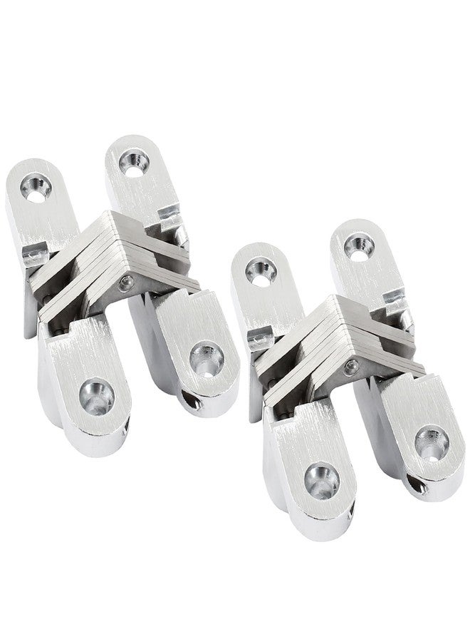 Rierdge 68.5 mm Hidden Hinge, Stainless Steel 180 Degree Invisible Cross Hinges for Kitchen Cabinet Door, Frameless Concealed Hinge with Screws, 4pcs - Image 5